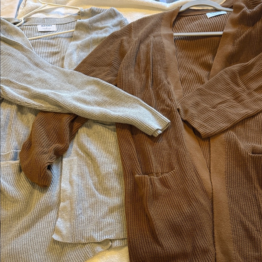 Lot of 2 Old Navy Women's Long Cardigan Set - Light Gray and Brown